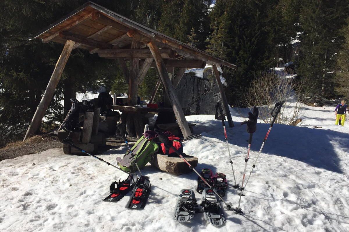 Büro-Team von berg-welt auf Schneeschuhen im Diemtigtal